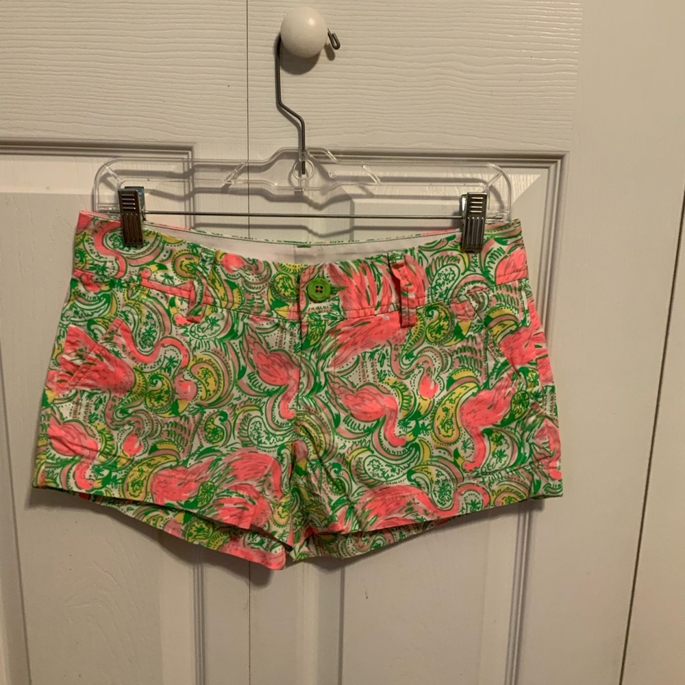 Lilly Pulitzer High Waist Pink and Green Tropical Shorts